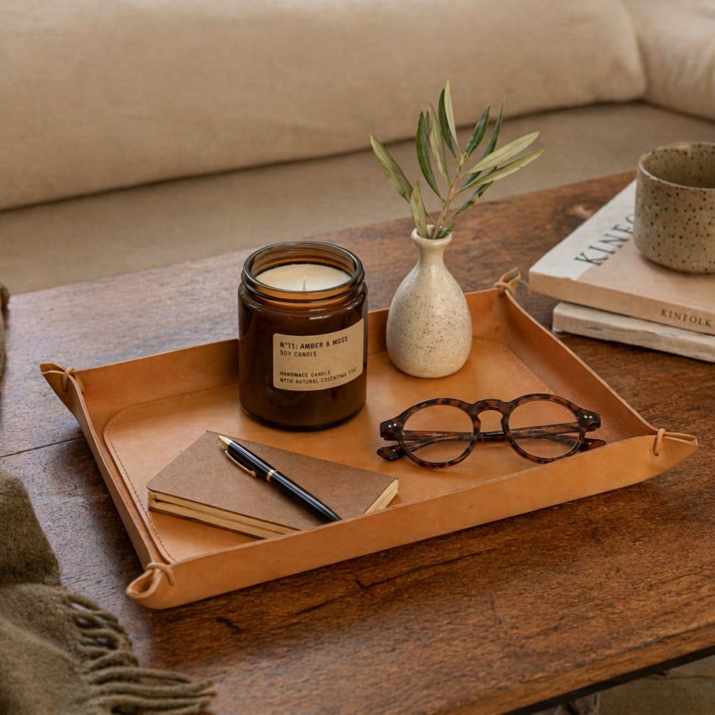 Brown paper tray on a wooden surface