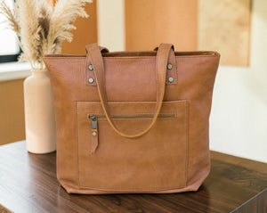 Leather tote bag