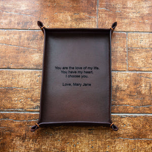 Personalized Leather Valet Tray